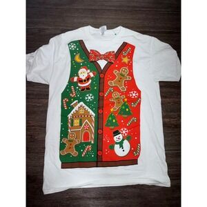 Dec 25th Mens White Ugly Christmas Sweater Vest Graphic T-Shirt Medium